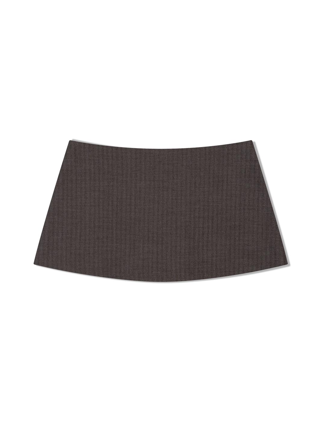 HERRINGBONE MINI SKIRT(BROWN)