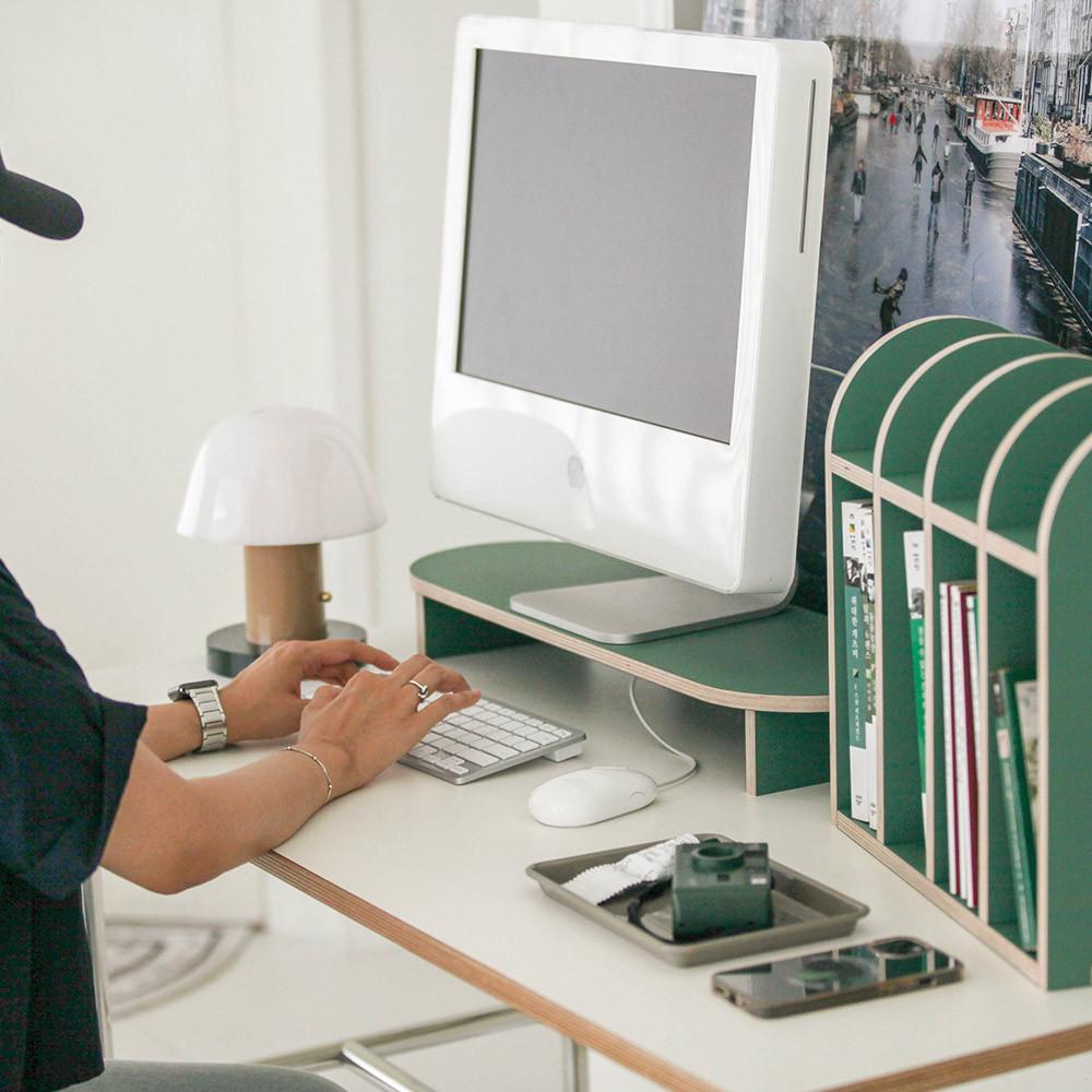 오니프 컬러에디션 그린 우드 모니터 받침대 630폭 1단