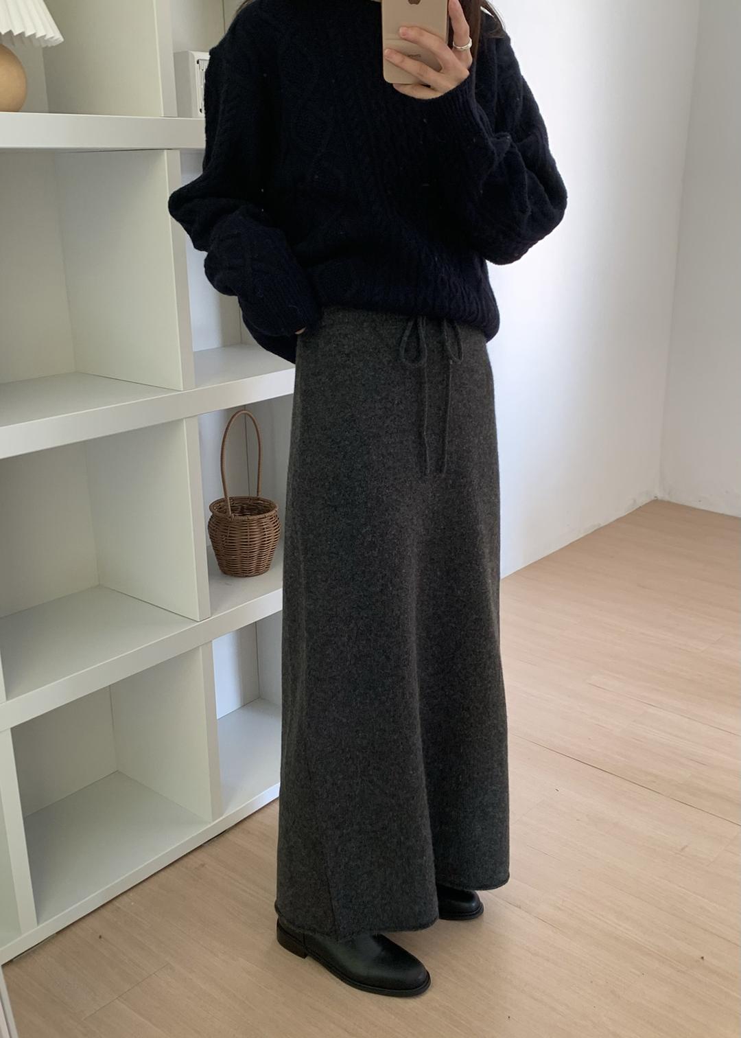 Nov maxi wool skirt (3color)