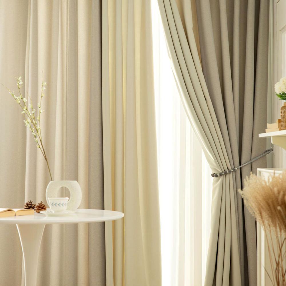 듀오 호텔식 암막커튼 형상기억 100% 안방 거실 쉬폰