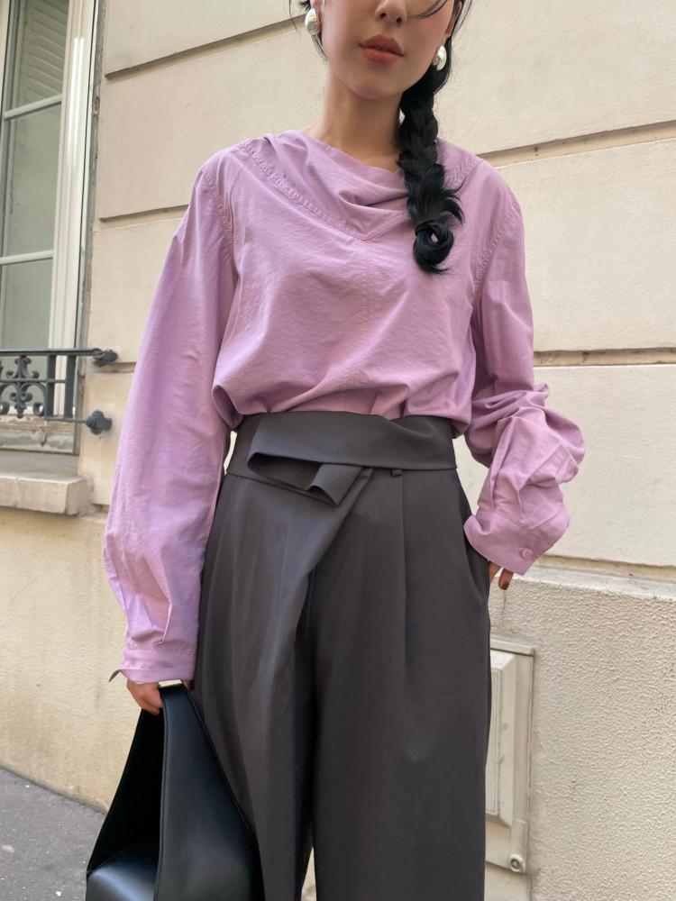 DRAPE NECK BL 드레이프 넥 셔링 블라우스