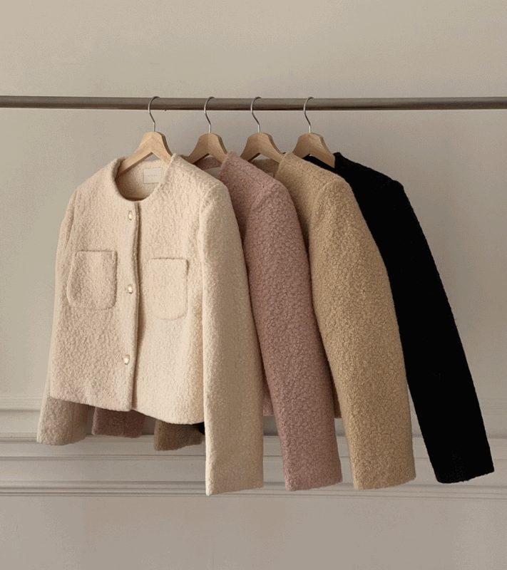 [국산울/색감미침] 양털 뽀글이 노카라 울자켓 4col 2온스 안감 본딩