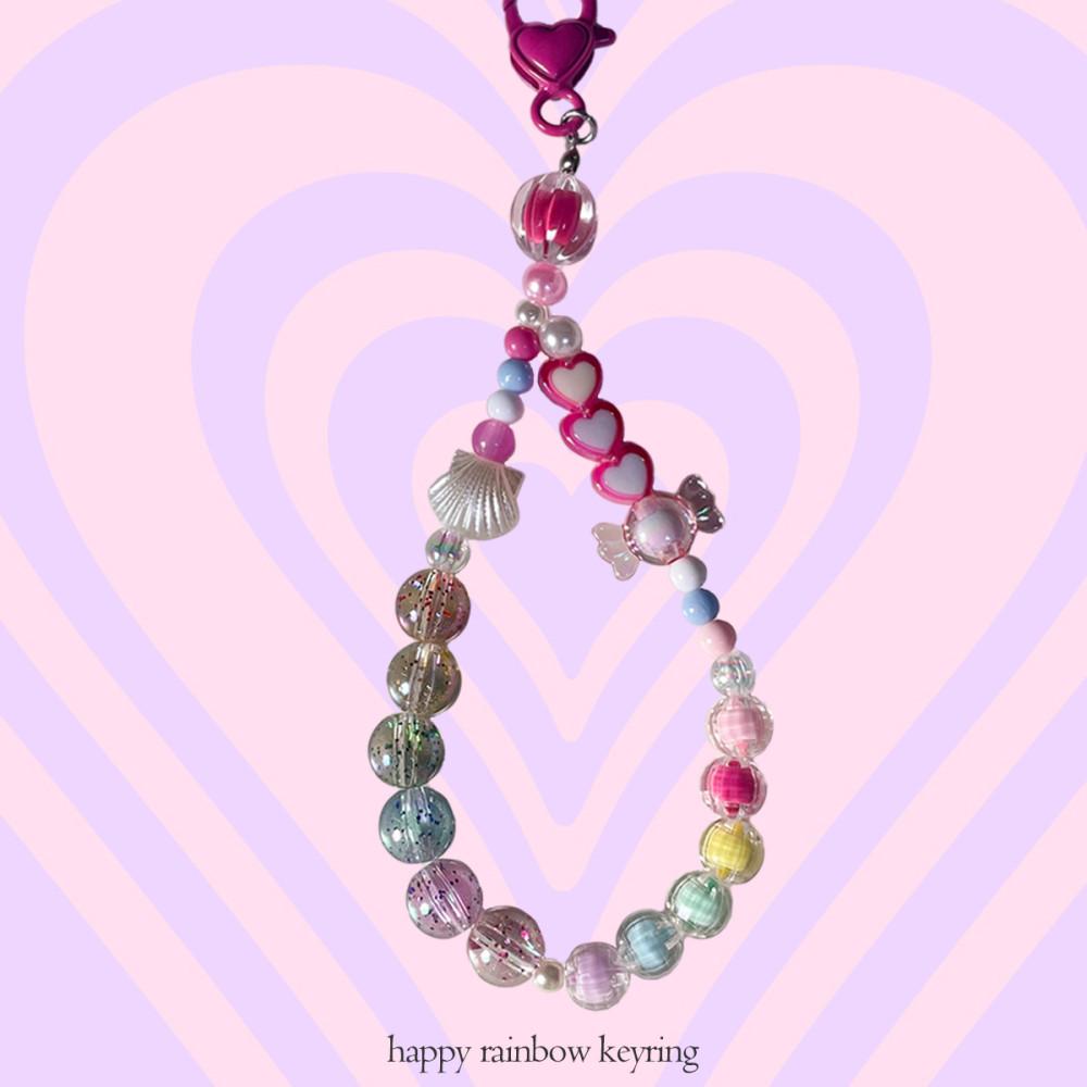 비즈키링 ver64 happy rainbow beaded keyring 4colors 해피 레인보우 키링 [렛채스튜디오]