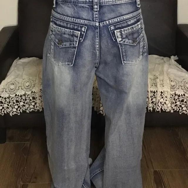 당일발송🚀[핏보장] 백 포켓 스냅 와이드 일자핏 빈티지 샌드워싱 연청 데님 롱팬츠