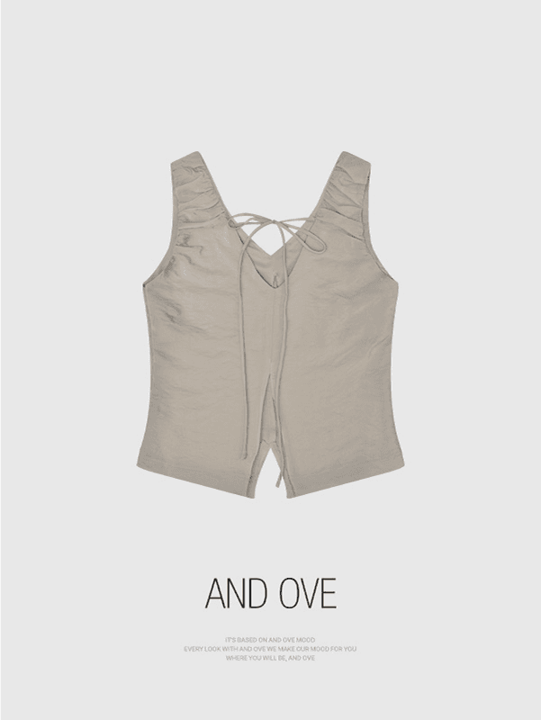 앤드오브 [고퀄리티/오간자] 카스테라 셔링 리본 나시 블라우스