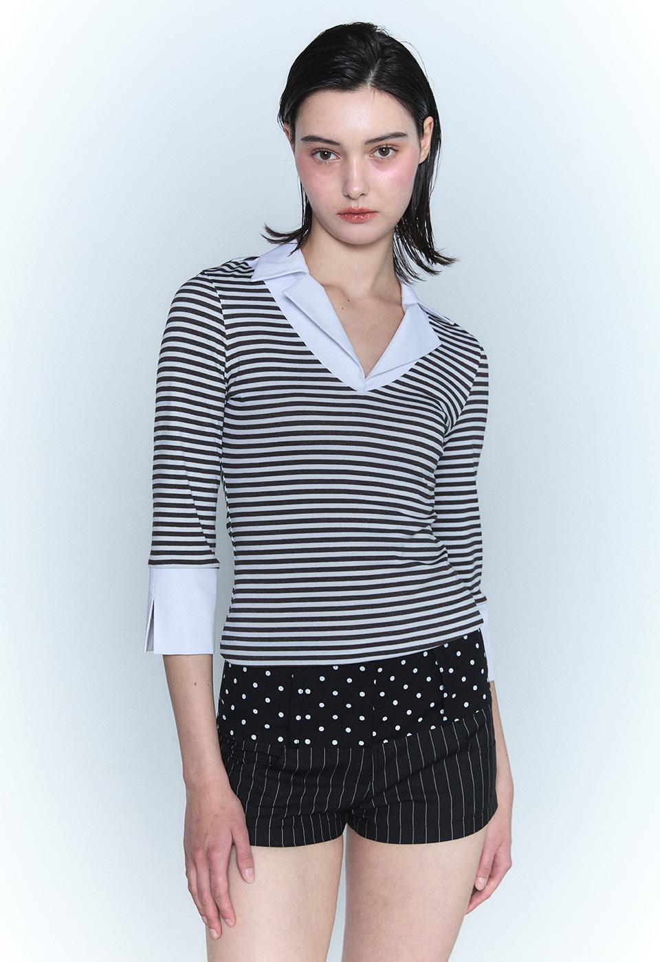 JANE COLLAR TOP (DARK CHOCO)