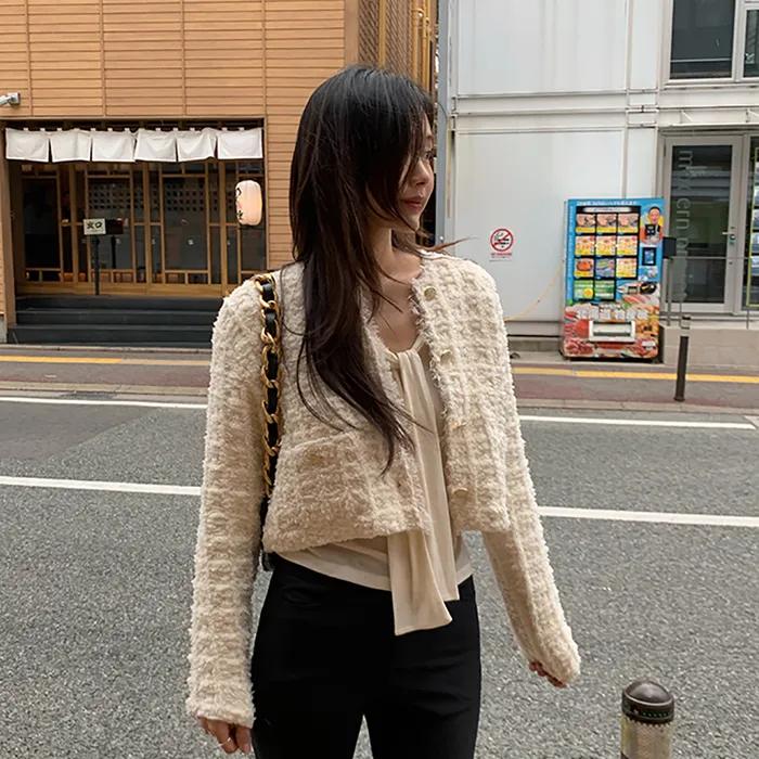 [2nd]트위드 니트 가디건_ivory