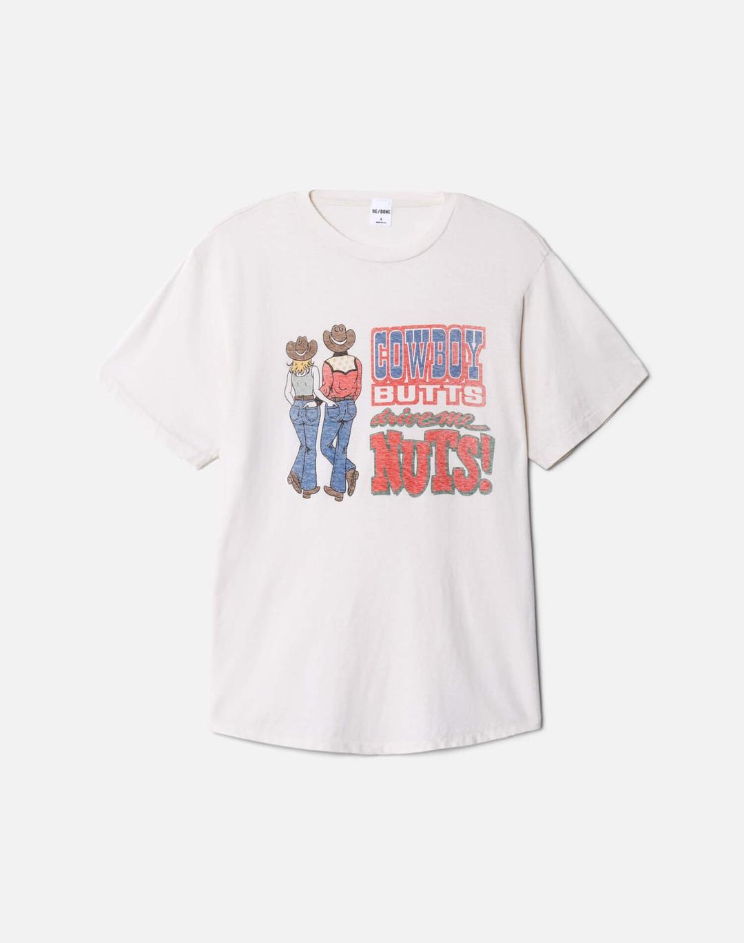 Boyfriend "Cowboy Butts" Tee - Vintage White - Vintage White / L