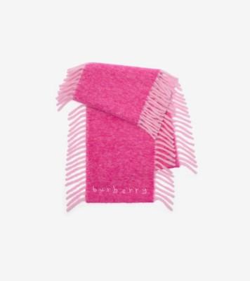 알파카 울 블렌드 해피 스카프 (보우 핑크/잼 핑크) | 공식 Burberry®