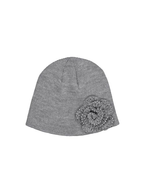 PEARL CORSAGE BEANIE / MELANGE GRAY