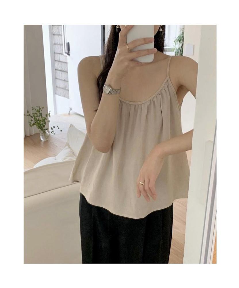 [당일/무배] Monique 모니크 엔틱 린넨 셔링 나시 슬리브리스 (2colors) 베이지 당일발송