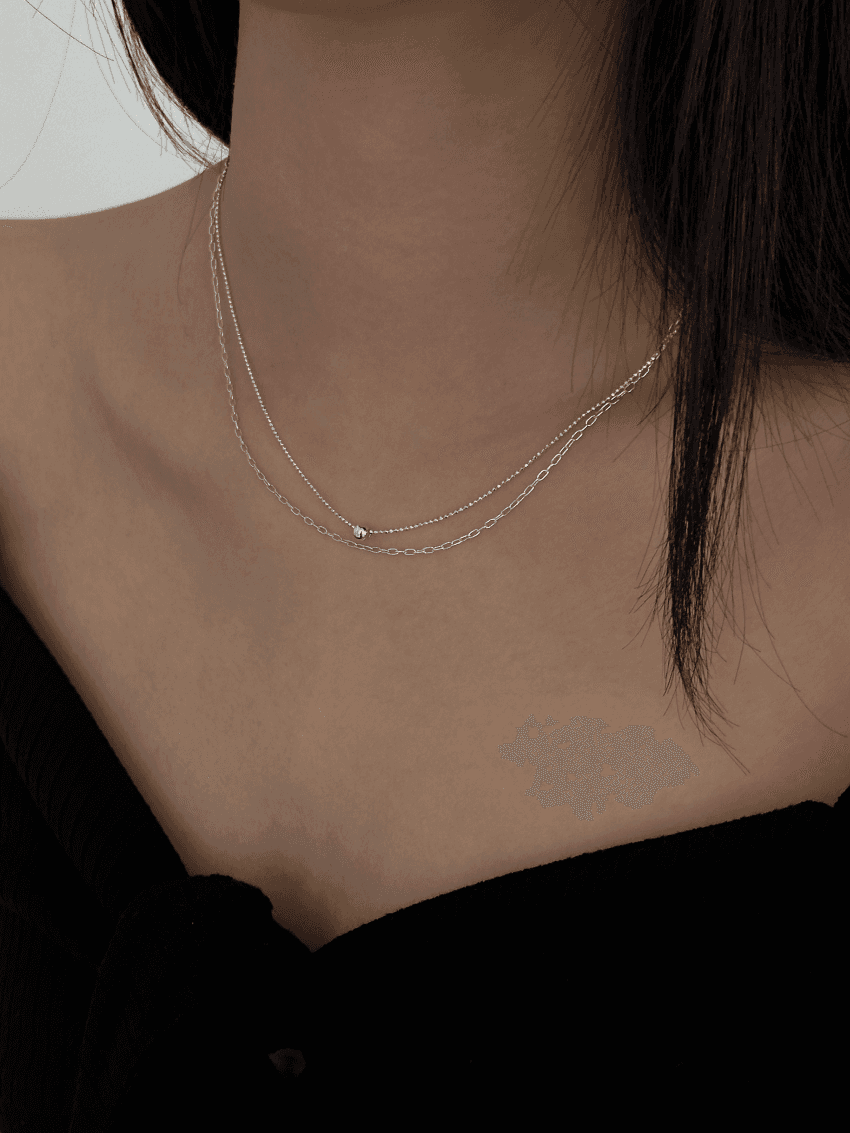 (925silver) 2 -ball chain necklace