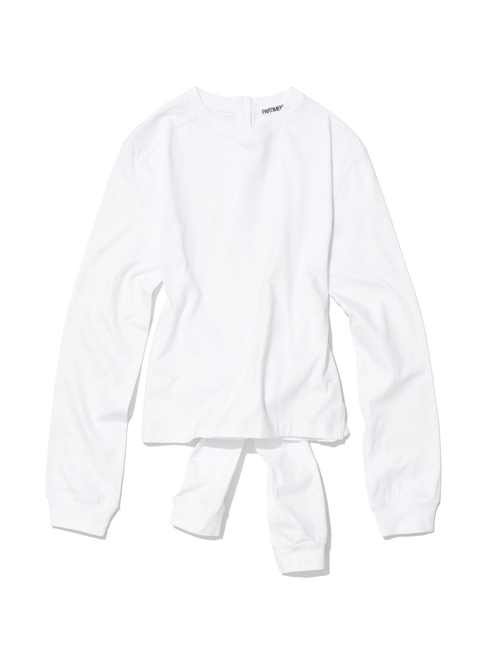 [WOMEN] LAYERED SLEEVE-TIE LONG SLEEVE TOP_WHITE