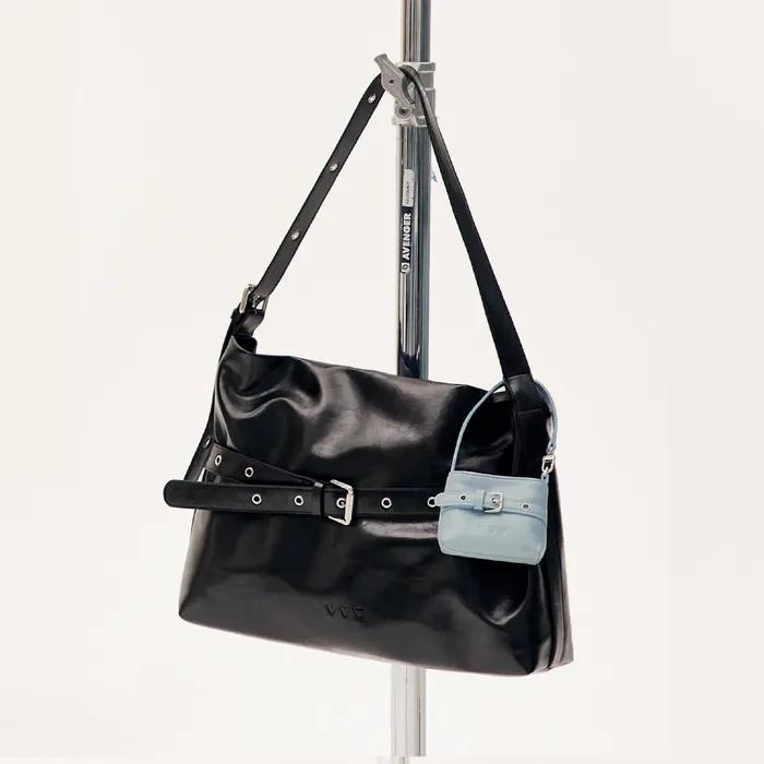 [SET] 버클 호보 숄더 크로스백 _ 블랙