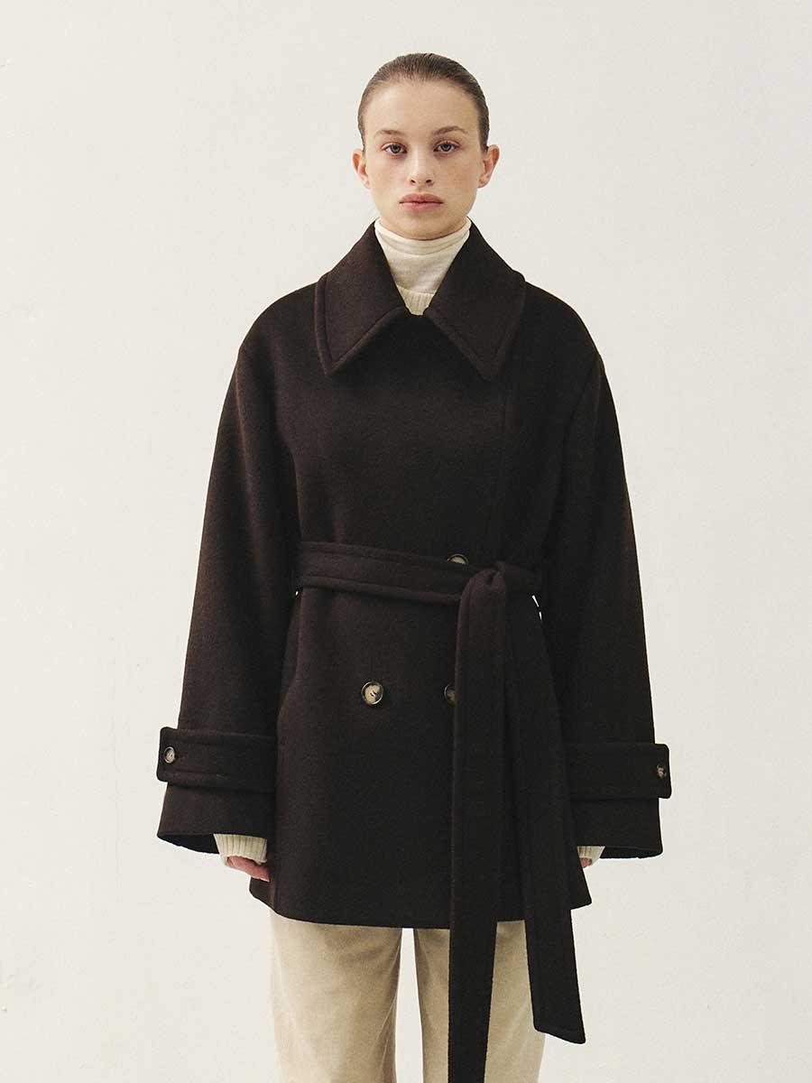 RTW CASHMERE DOUBLE HALF COAT_D-BROWN