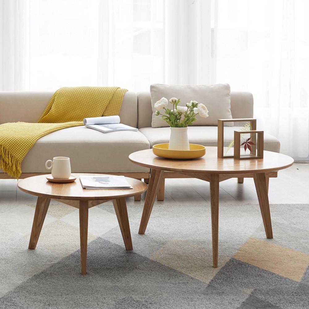 북유럽 원형 원목 테이블 커피 티 좌탁 거실 카페 간이 협탁 빈티지 식탁 우드 탁자