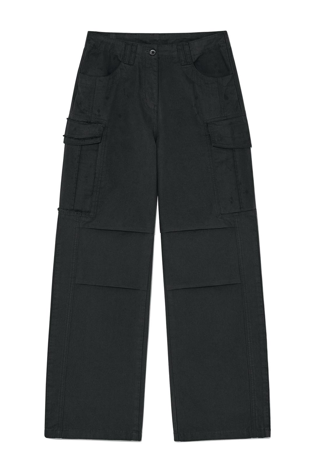 WASHED COTTON CARGO PANTS IN CHARCOAL