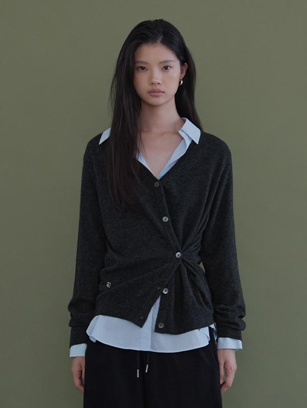 6th 예약주문 [CASHMERE] PLAIN CARDIGAN (CHARCOAL)