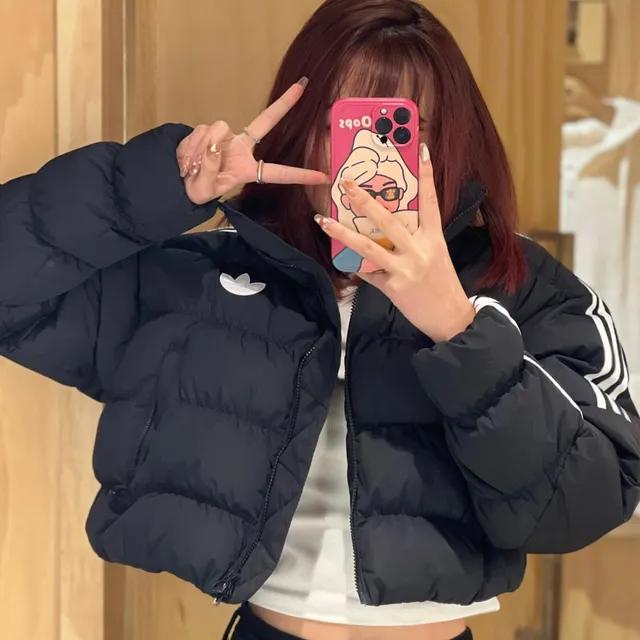 아디다스 W 숏 푸퍼 크롭 패딩 블랙 GU1770