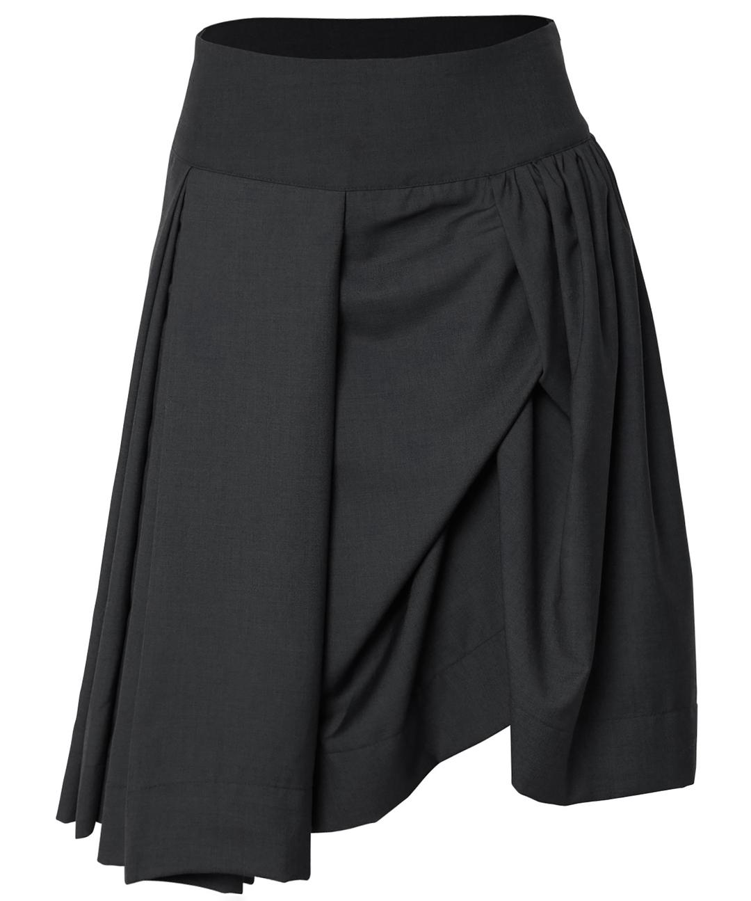 Asymmetrical Draped Midi Skirt (FL-248_Black)