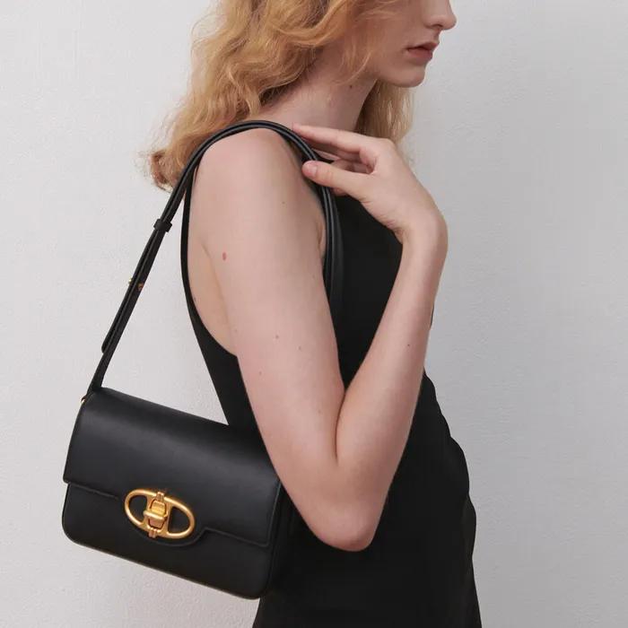 [MERINGUE] 블랙 베지터블 레더 플레인 숄더백 S AABA5E364BK