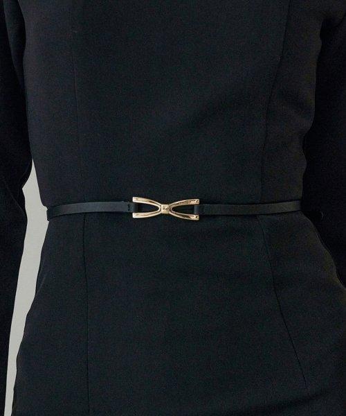 DRO RIBBON GOLD BUCKLE LOGO BELT BLACK