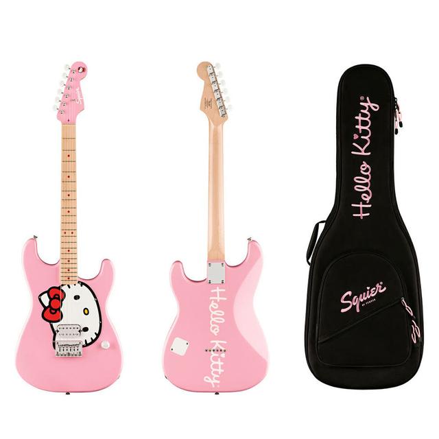 펜더 헬로키티 스트라토캐스터 일렉기타 콜라보 Squier by Fender 한정판 핑크