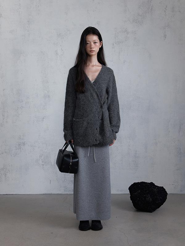 FLUFFY ALPACA CARDIGAN (MELANGE GRAY)