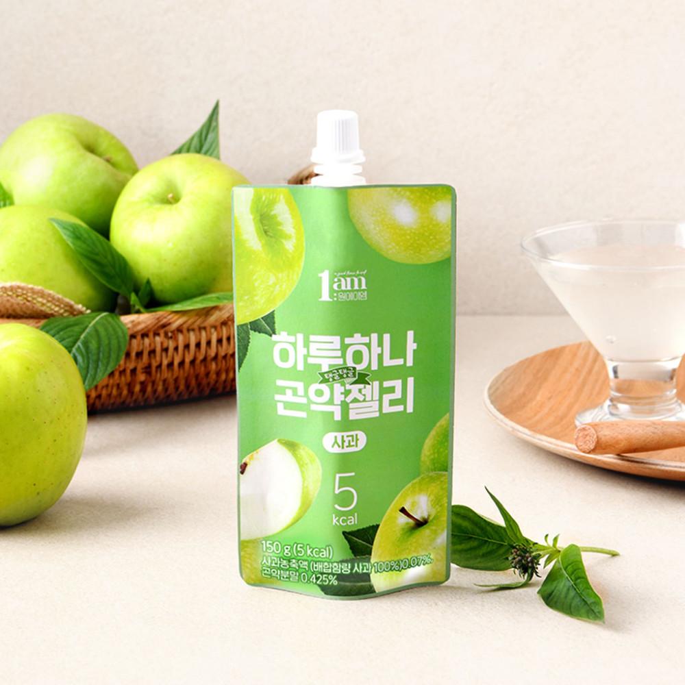 1am 하루하나 곤약 젤리 사과 150g X 1팩 / 무설탕 5kcal 저칼로리 간식 에리스리톨
