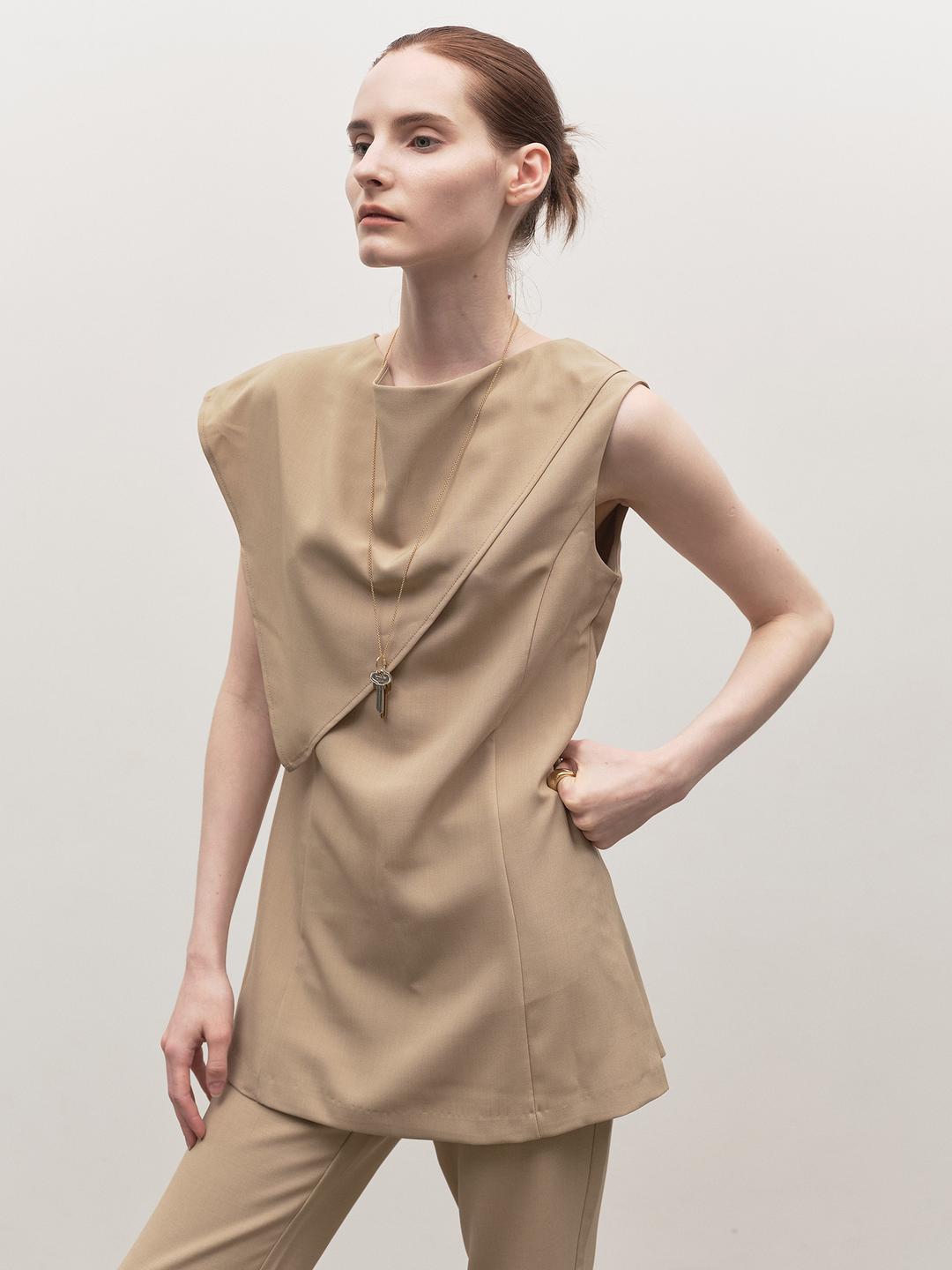 Asymmetrical draped blouse (베이지)