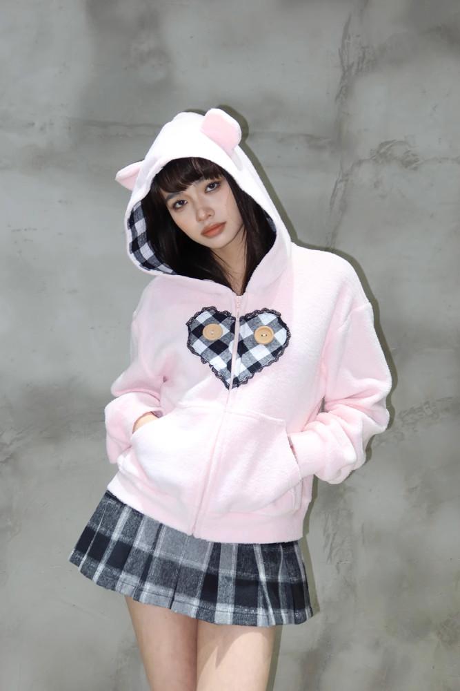 [Eat me Plz] 핑크 베어 후드집업 뉴진스 해린 착용 PINK BEAR HOODIE