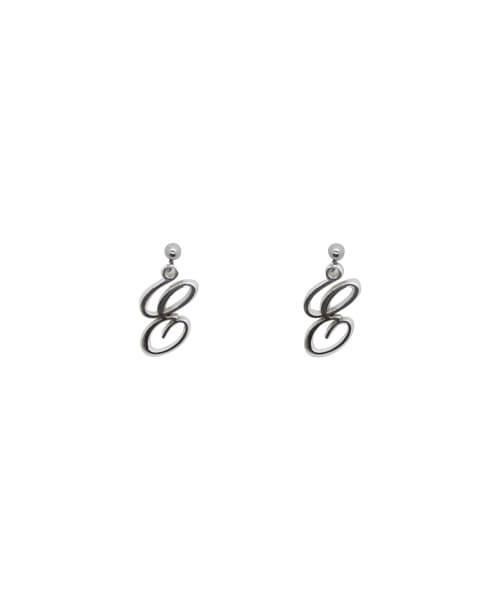 Logo initial silver earring