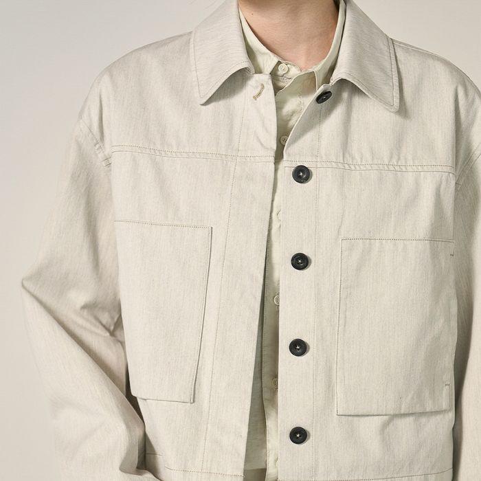Double Pocket Crop Jacket White Pebble