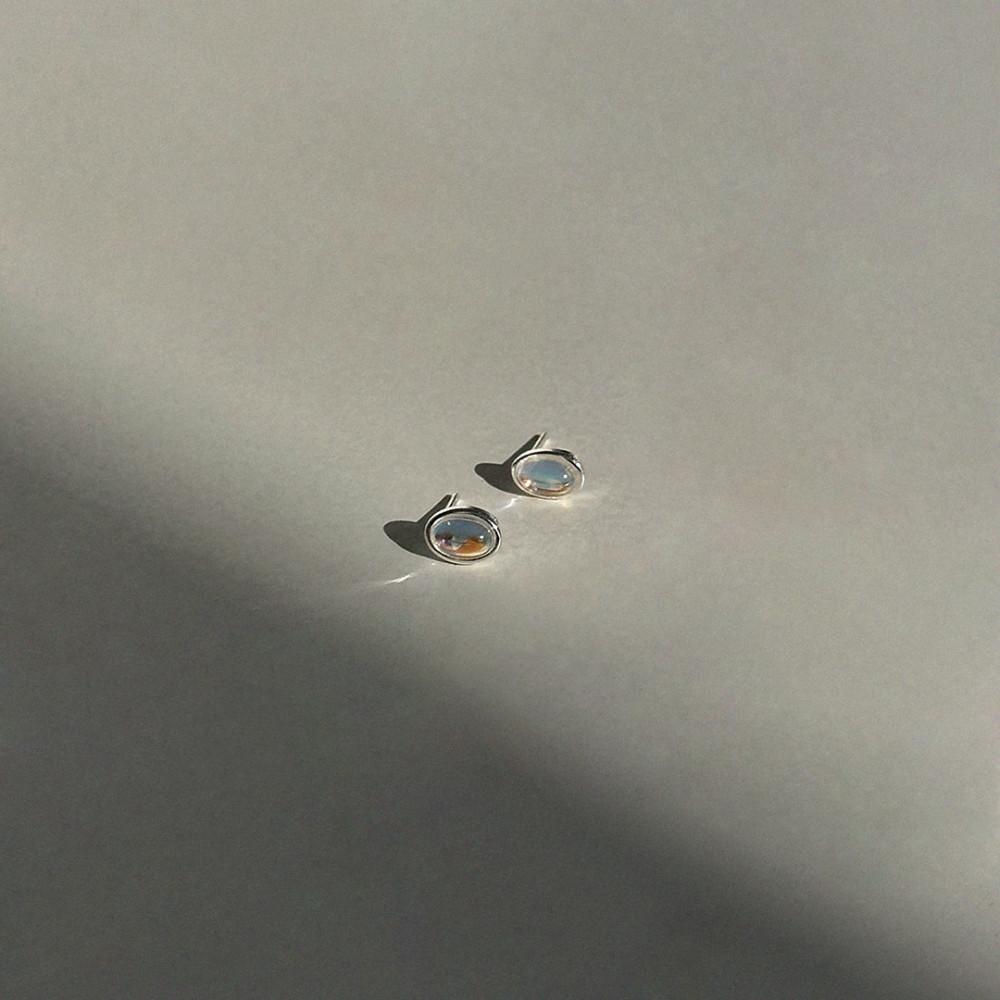 진정 실버 925 오팔 타원 귀걸이