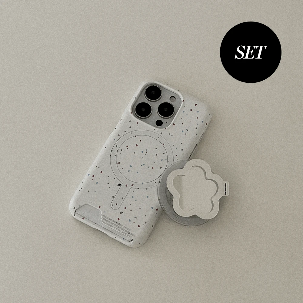 [SET] pastel terrazzo pattern 맥세이프 카드수납케이스+맥세이프 미러 스마트톡