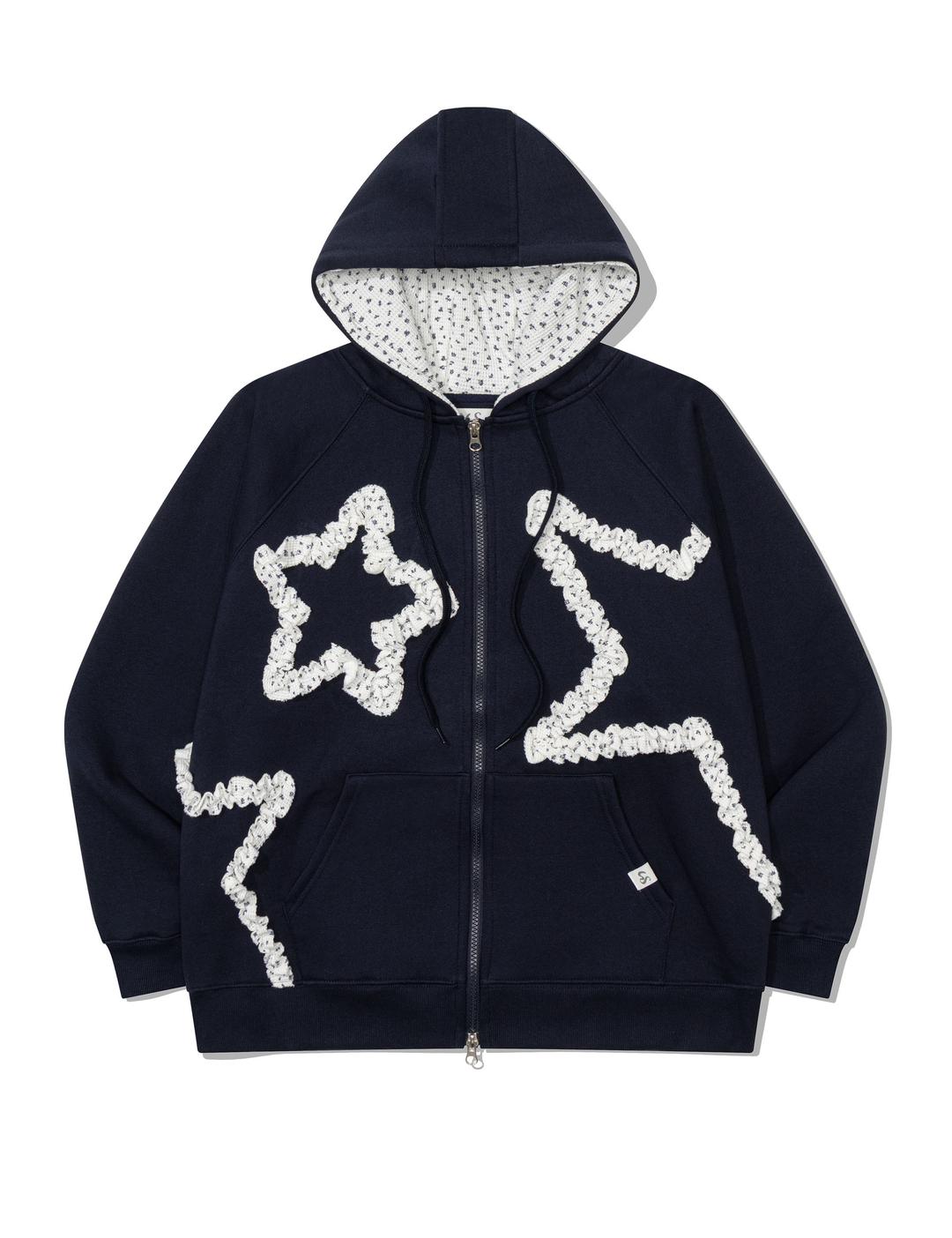 FLOWER STAR HOODED ZIPUP(NAVY)