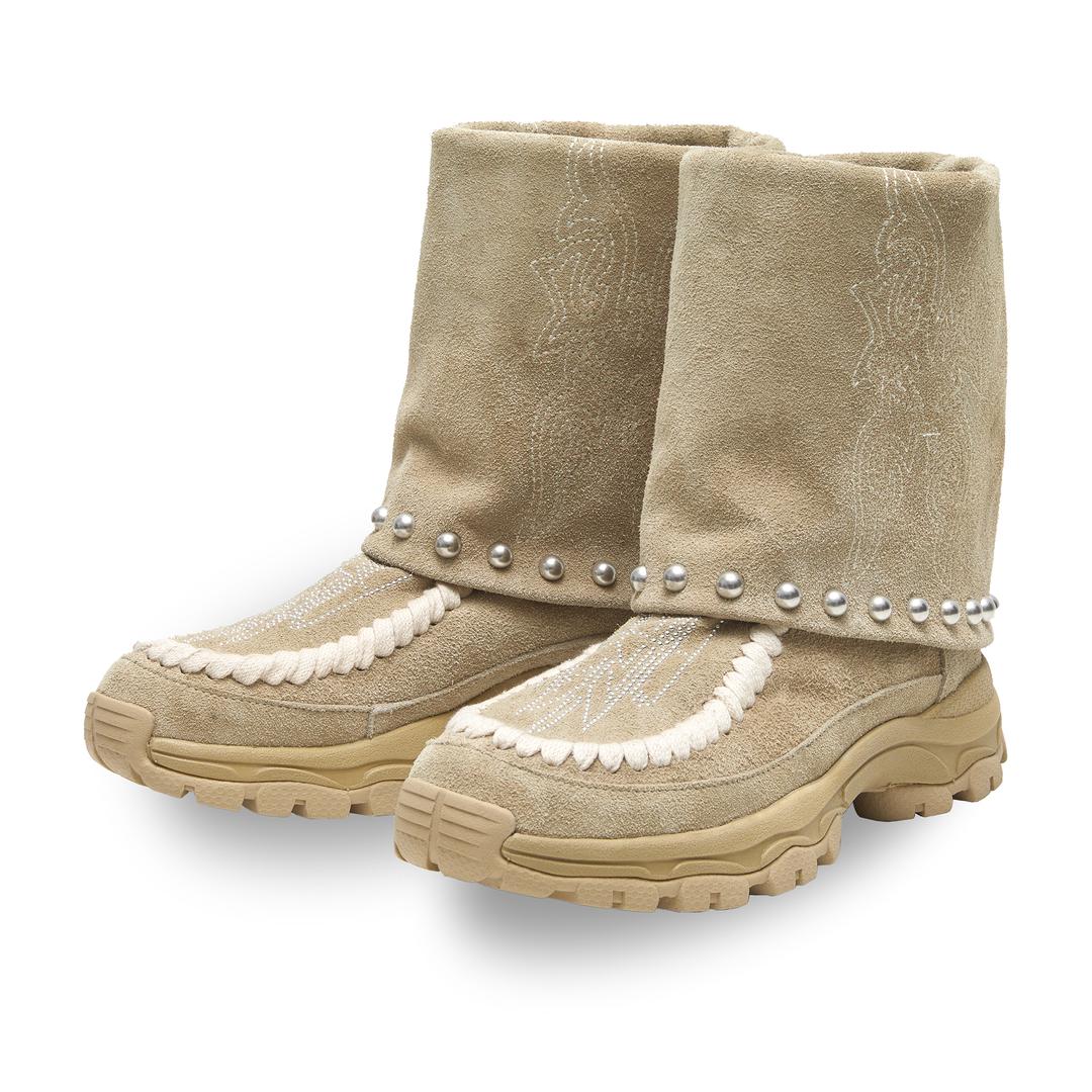 WESTERN SYMBOL STUDDED BOOTS(BEIGE)
