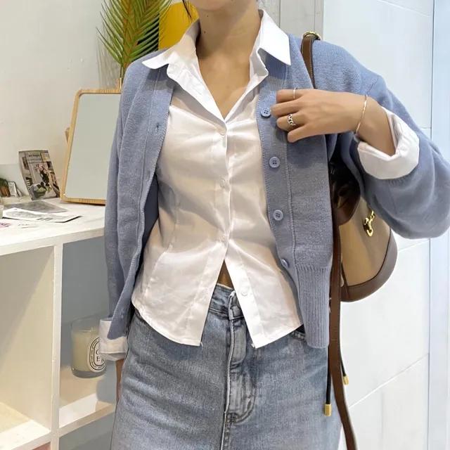 위너 크롭 슬림핏 숏 남방 셔츠 스판 o