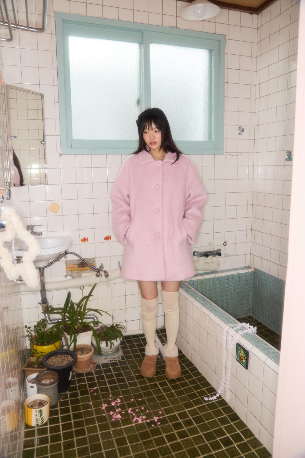 BUBBLE WOOL HALF COAT (PINK)