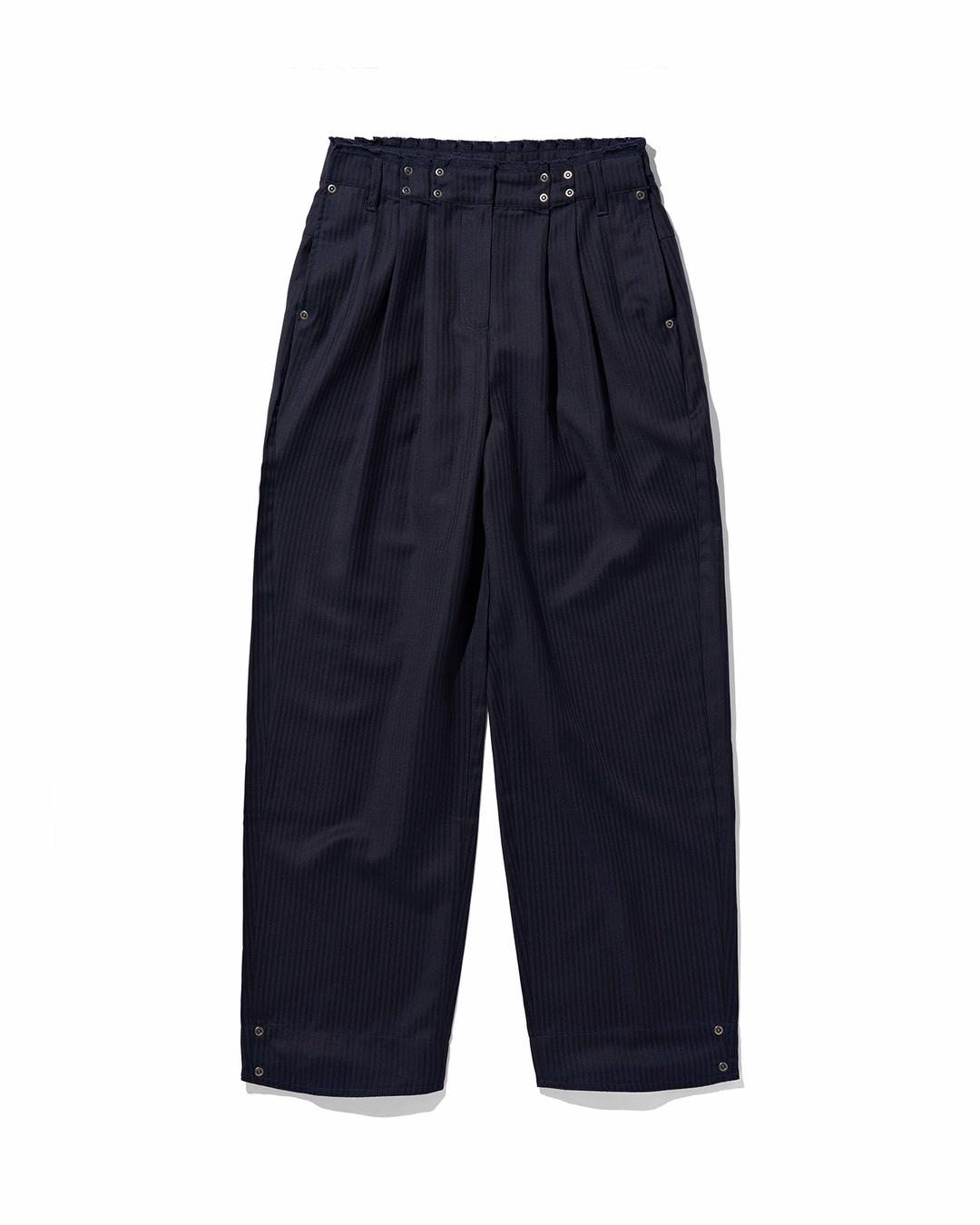 ADJUSTABLE WOOL BAGGY SLACKS_NAVY