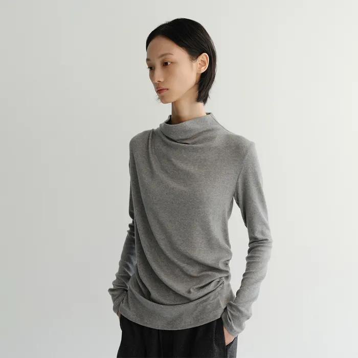 WOOL SHIRRING TOP (GREY)