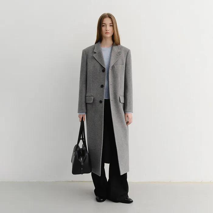 UNISEX 2-WAY 3 BUTTON CASHMERE COAT MELANGE GREY_UDCO5D121G2