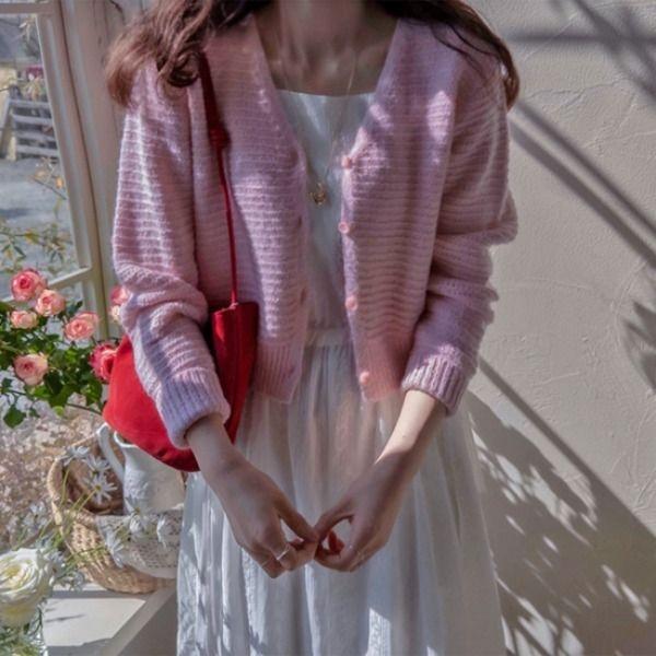 봄봄패턴 러블리코디 보송한 파스텔 가디건