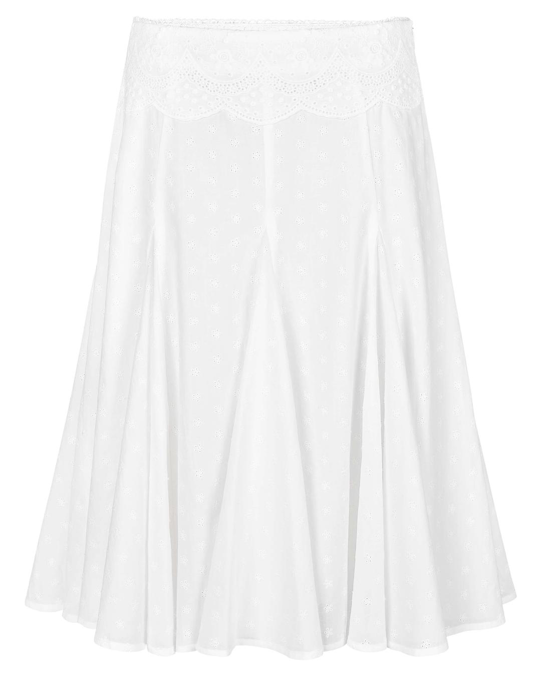 Lace Eyelet Midi Skirt - XS