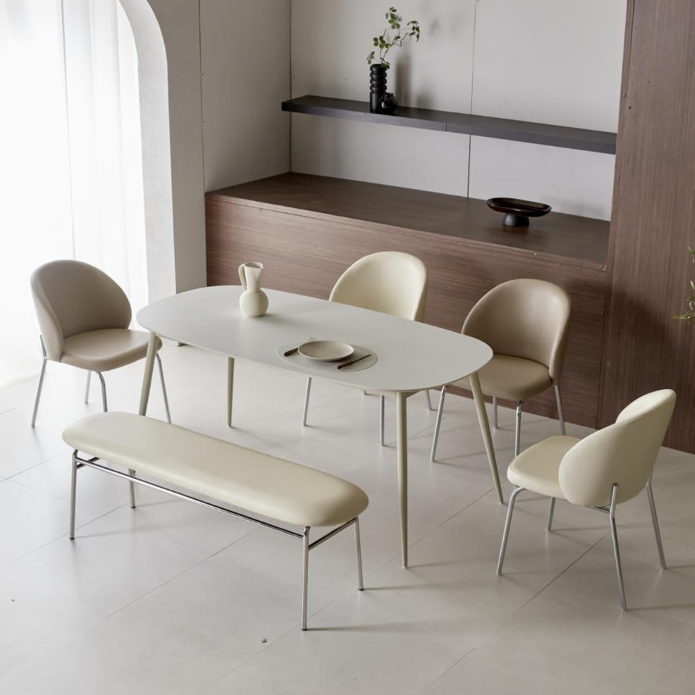 바이더하임 세라믹 테이블 엠 12T 포세린 4인용 식탁 1400 타원 올화이트