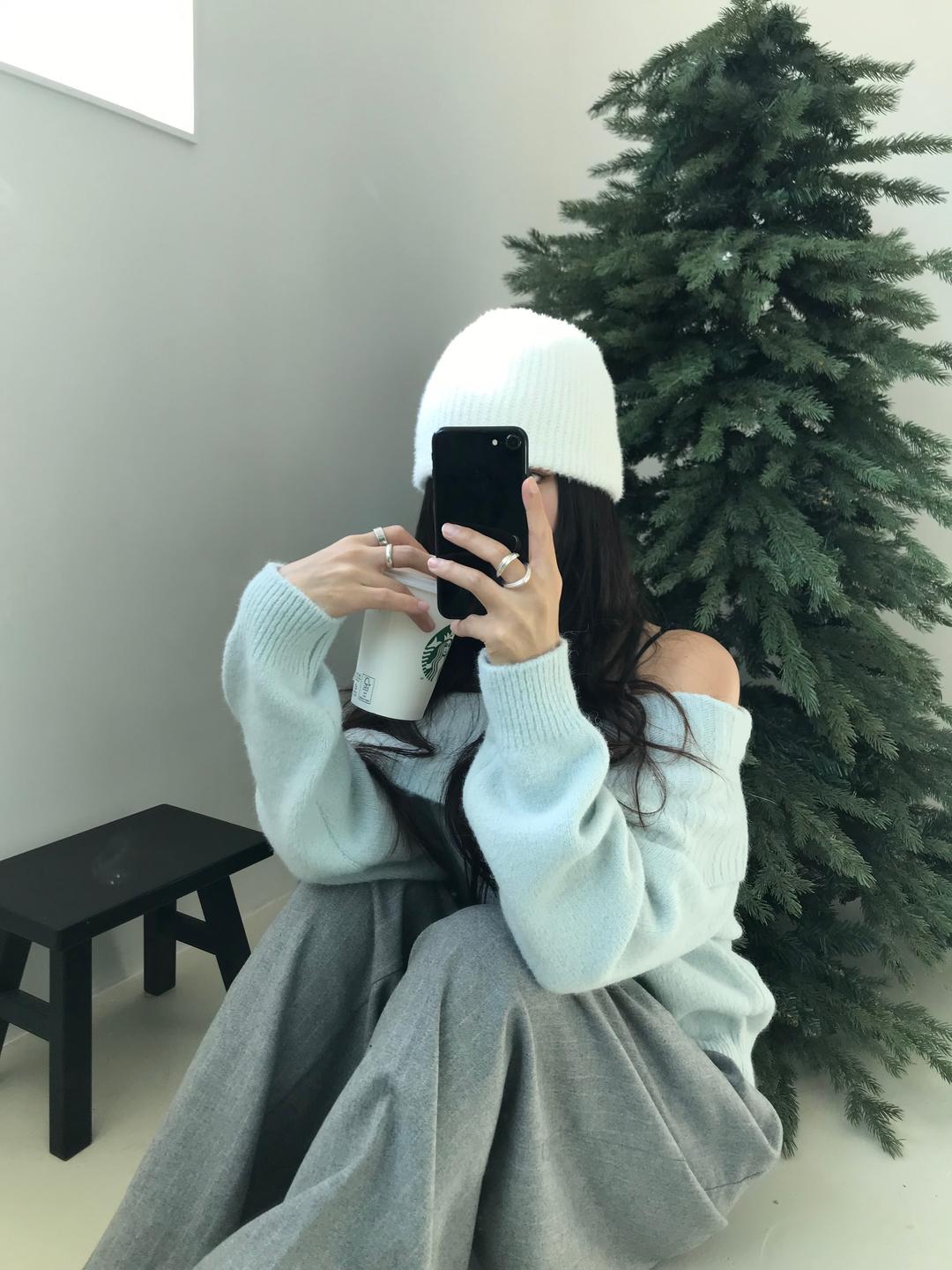 alpaca off shoulder knit (3colors)