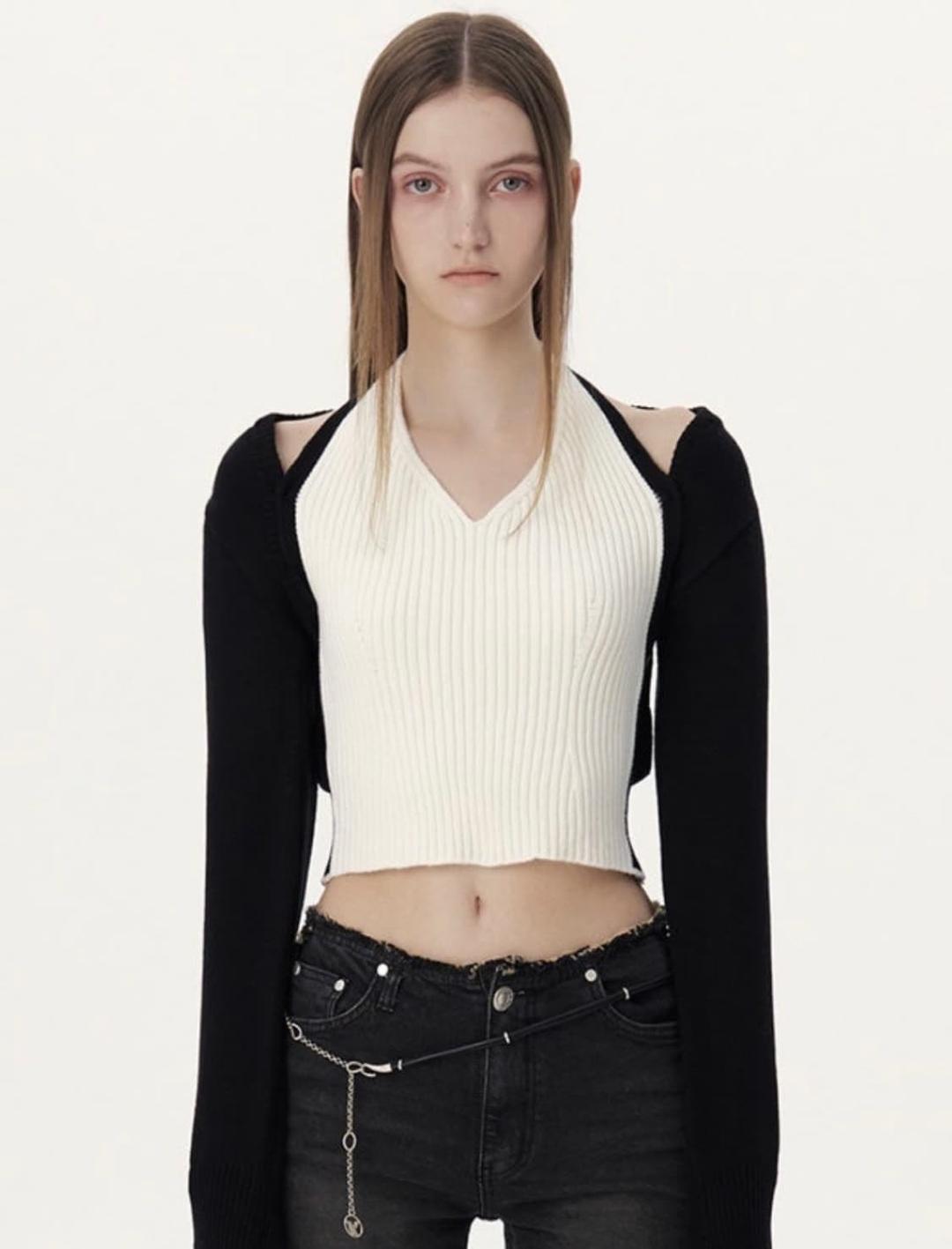 YUSE 홀터 니트 탑 & 레이어드 볼레로 니트 | 후루츠패밀리