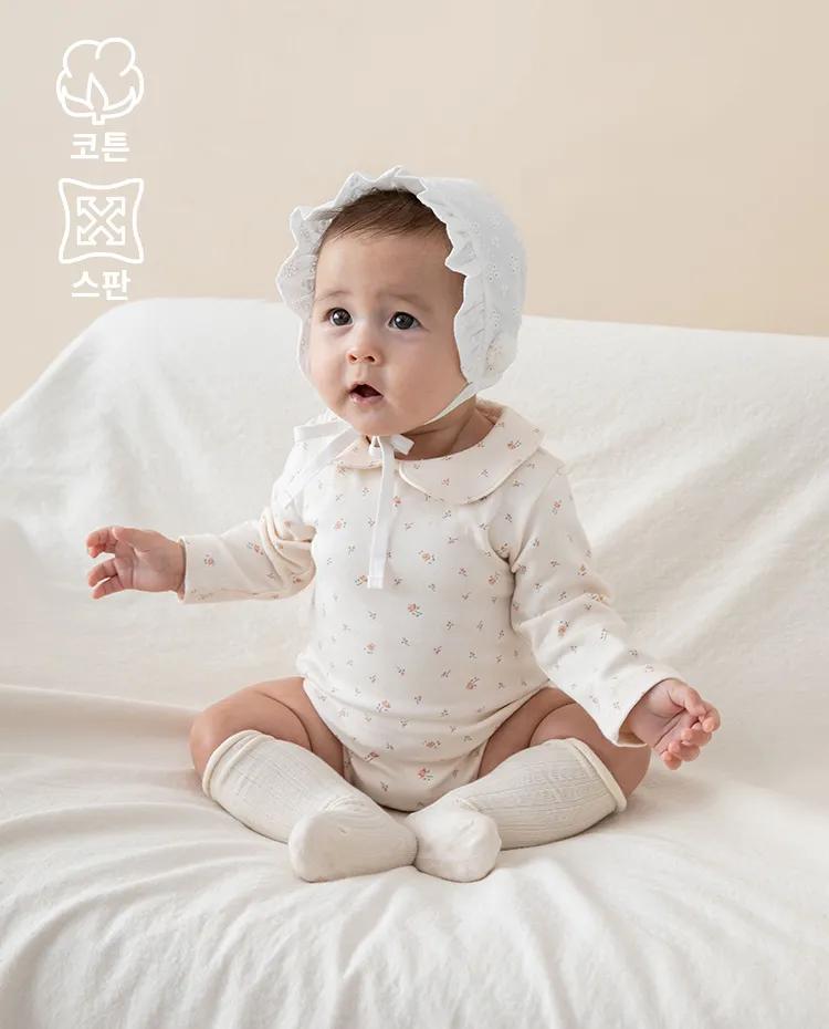 코튼 스판 쁘띠카라 바디수트_23BG_유아