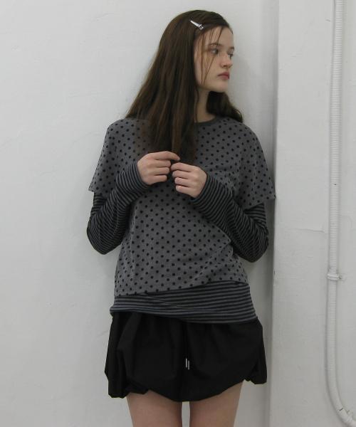 Dot layered long sleeve, chacoal