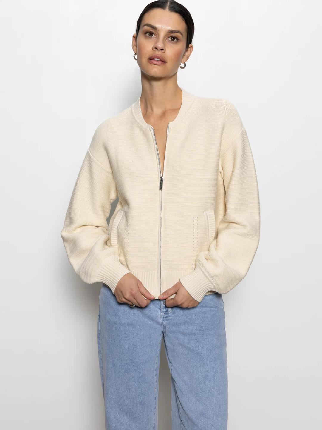 Sanctuary Knitted Bomber - Muslin